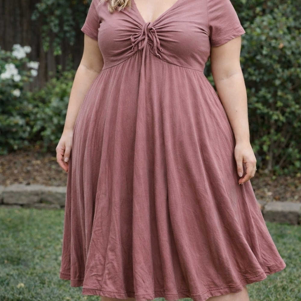Torrid‎ Dusky Rose Knot-Front V-Neck Midi Dress